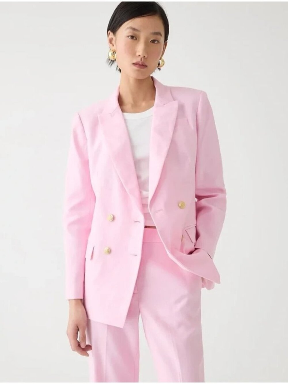 NWT J.Crew Petite Greta Blazer in Bubblegum Pink Stretch Linen Blend Jacket 8P